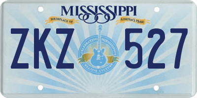 MS license plate ZKZ527