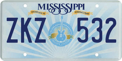 MS license plate ZKZ532