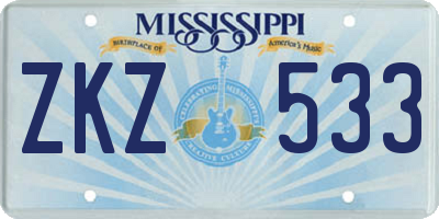 MS license plate ZKZ533