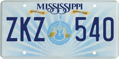 MS license plate ZKZ540
