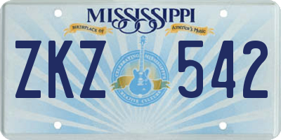 MS license plate ZKZ542
