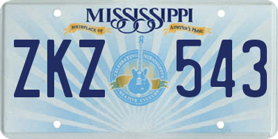 MS license plate ZKZ543
