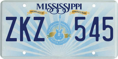 MS license plate ZKZ545