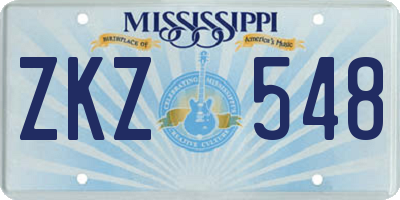 MS license plate ZKZ548