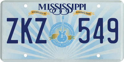 MS license plate ZKZ549