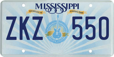 MS license plate ZKZ550