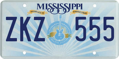 MS license plate ZKZ555