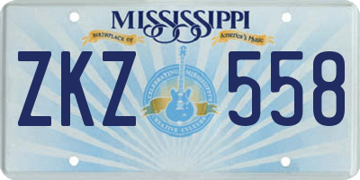 MS license plate ZKZ558