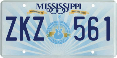 MS license plate ZKZ561