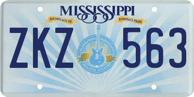 MS license plate ZKZ563
