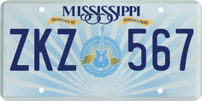 MS license plate ZKZ567