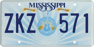 MS license plate ZKZ571