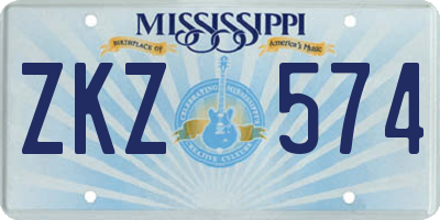 MS license plate ZKZ574