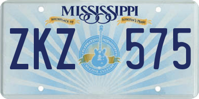 MS license plate ZKZ575