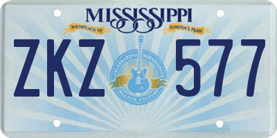 MS license plate ZKZ577