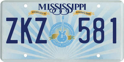 MS license plate ZKZ581