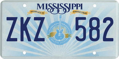 MS license plate ZKZ582