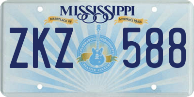 MS license plate ZKZ588