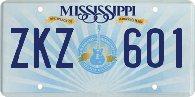 MS license plate ZKZ601