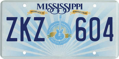 MS license plate ZKZ604