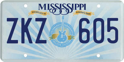 MS license plate ZKZ605