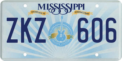 MS license plate ZKZ606