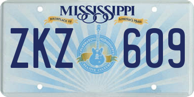 MS license plate ZKZ609