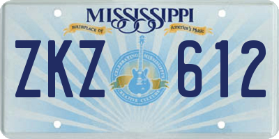 MS license plate ZKZ612