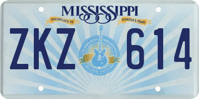 MS license plate ZKZ614