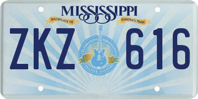 MS license plate ZKZ616