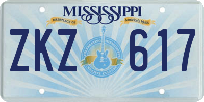 MS license plate ZKZ617