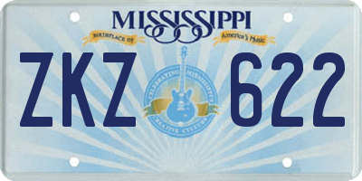 MS license plate ZKZ622