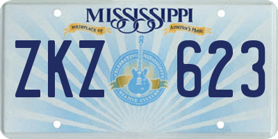 MS license plate ZKZ623