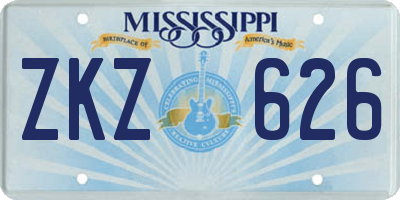MS license plate ZKZ626