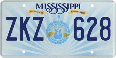 MS license plate ZKZ628