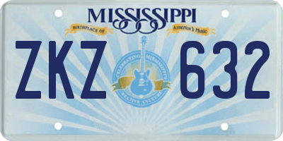 MS license plate ZKZ632
