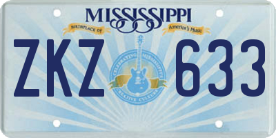 MS license plate ZKZ633