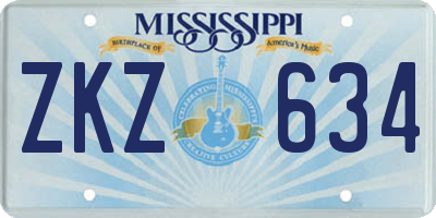 MS license plate ZKZ634