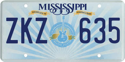 MS license plate ZKZ635