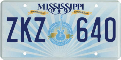 MS license plate ZKZ640