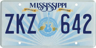 MS license plate ZKZ642