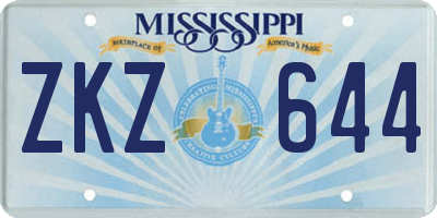 MS license plate ZKZ644