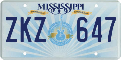 MS license plate ZKZ647