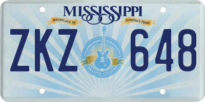 MS license plate ZKZ648