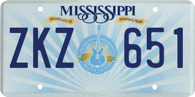 MS license plate ZKZ651