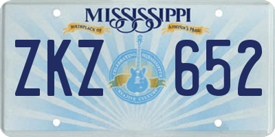 MS license plate ZKZ652