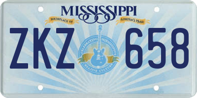 MS license plate ZKZ658