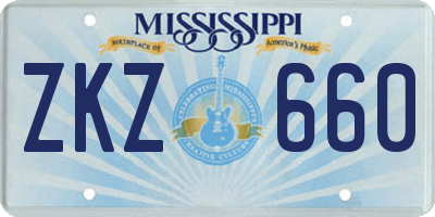 MS license plate ZKZ660