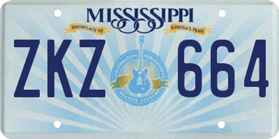 MS license plate ZKZ664