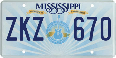 MS license plate ZKZ670